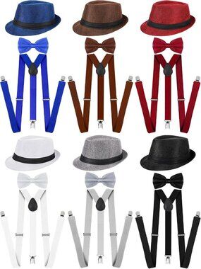 Multi Color 1920s Men's Halloween Costume Accessories Set - Vintage Style